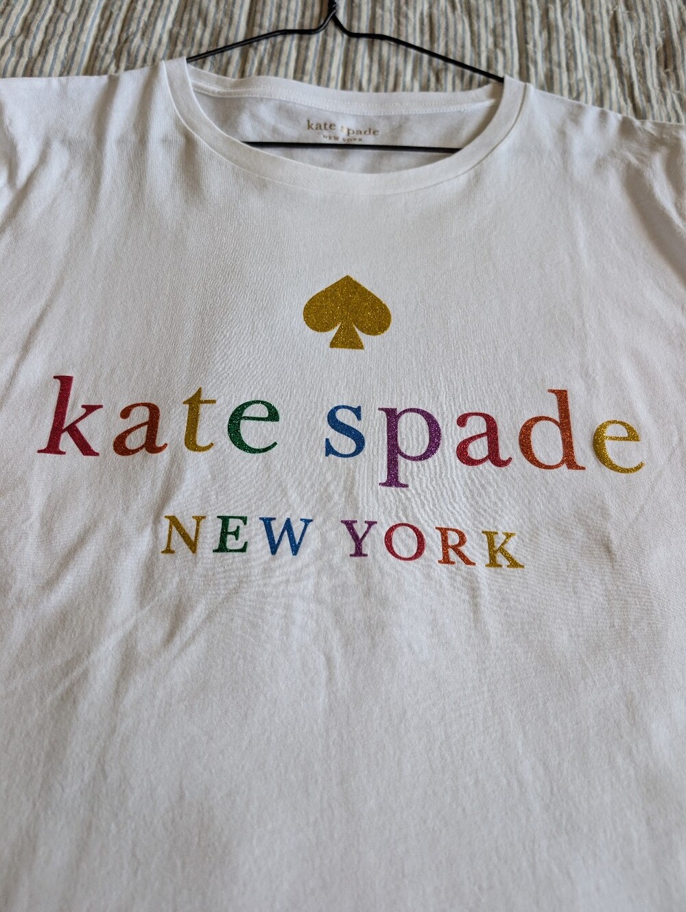 Kate Spade Rainbow Sparkly Logo Size XL Tee Shirt